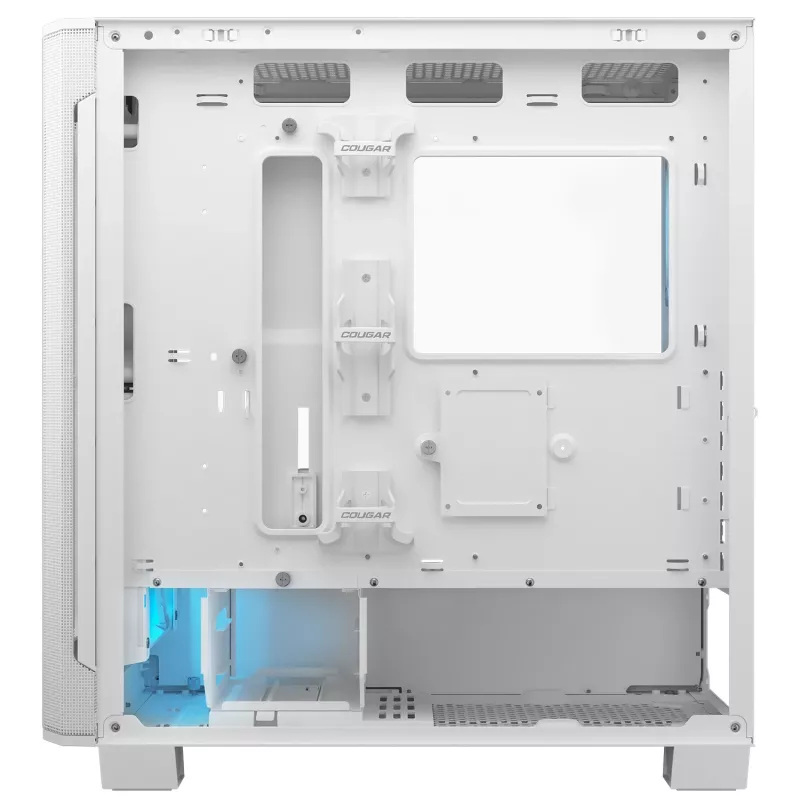 COUGAR PC Midi Tower -kotelo Airface FLO ARGB valkoinen — 2x180 mm edessä, 1x120 mm takana, tukee 2,5