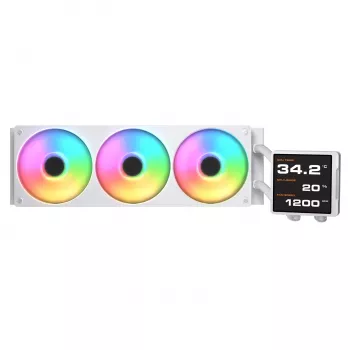 All-in-One-CPU-nestekühler Cougar Poseidon Vistek Pro 360 – 120 mm tuuletin, ARGB, valkoinen