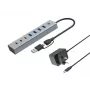 Conceptronic HUBBIES20GP 7-porttinen USB 3.0 -keskitin virtalähteellä, 5Gbps, USB-C x 3, USB-A x 4