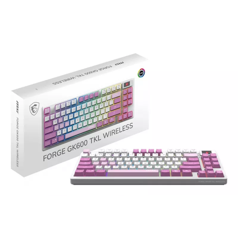MSI FORGE GK600 TKL langaton pelinäppäimistö, QWERTZ DE, violetti