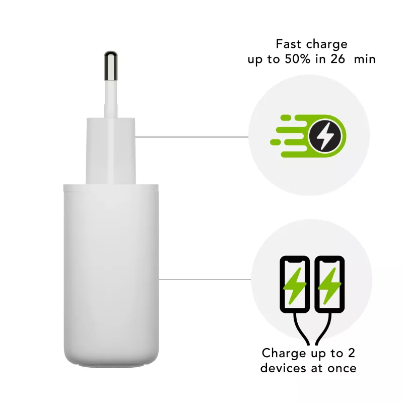 dbramante1928 re-charge Pro - EU seinälaturi 2x USB-C 20W - valkoinen