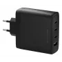 dbramante1928 re-charge IT EU seinälaturi — 3× USB-C (yhteensä 140 W) + 1× USB-A, sisäkäyttö, AC, musta