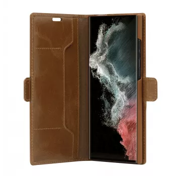 Foliosuojakotelo dbramante1928 Copenhagen ohut Samsung Galaxy S22 Ultralle, 6,8 inch näyttö, Tan