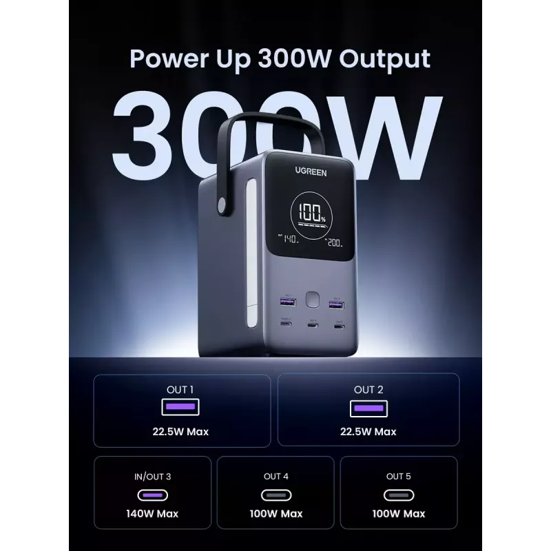 Ugreen Nexode varavirtalähde 48000 mAh litium harmaa