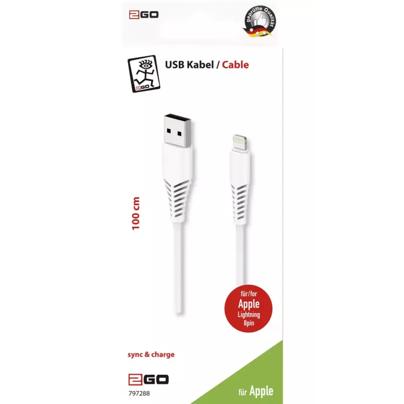 Lightning-kaapeli 2GO 797288 1 m valkoinen USB B