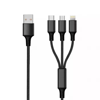 USB-kaapeli 2GO 797154 3m USB B USB C/Micro-USB B/Lightning musta
