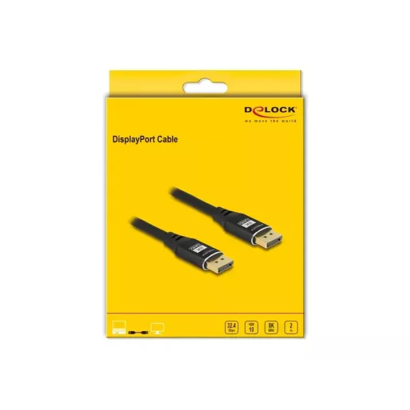 DeLOCK DisplayPort-kaapeli 8K 60 Hz 2 m musta metalli