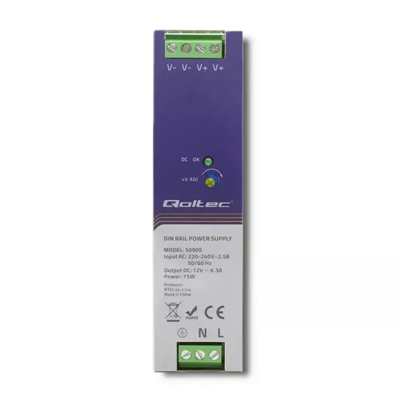 Teollinen DIN-kiskovirtalähde QOLTEC 50905