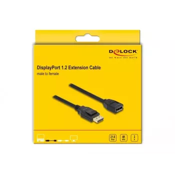 DeLOCK DisplayPort 1.2 -jatkokaapeli 4K 60 Hz 2 m