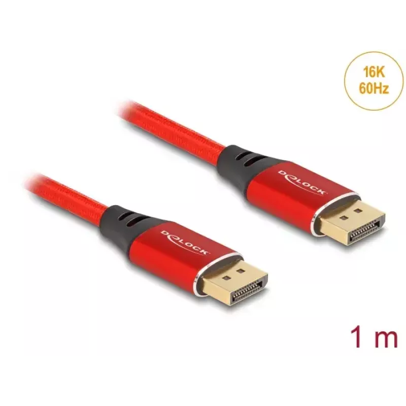 DeLOCK DisplayPort-kaapeli 16K 60 Hz 1 m punainen metalli