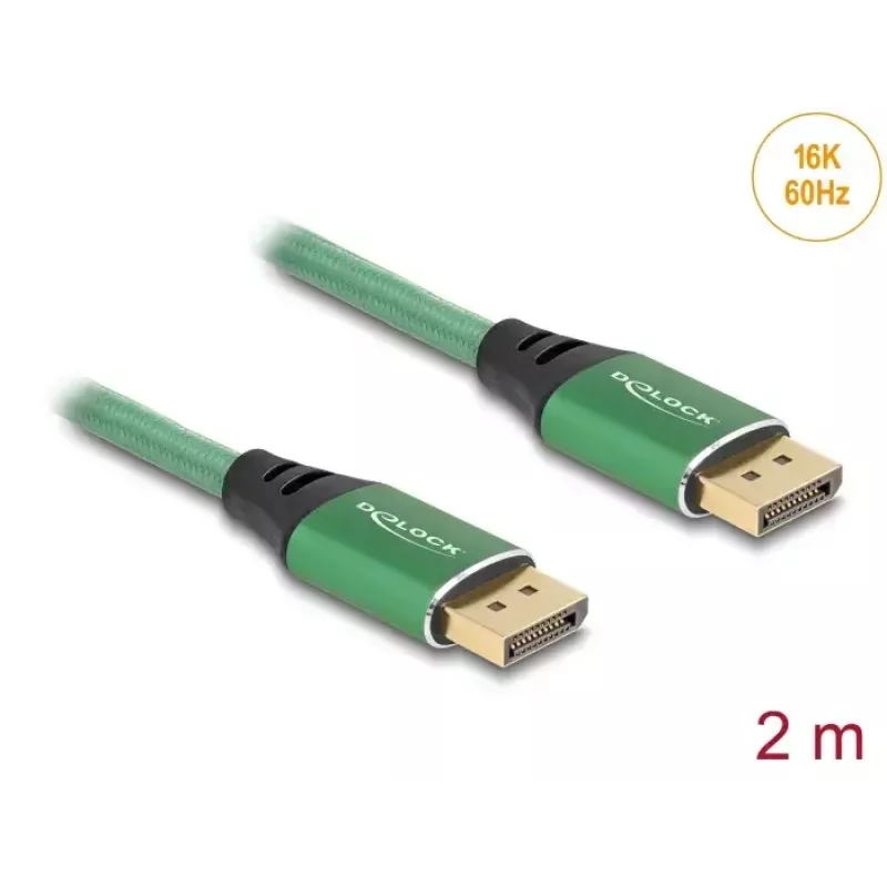 DeLOCK DisplayPort-kaapeli 16K 60 Hz 2 m vihreä metalli