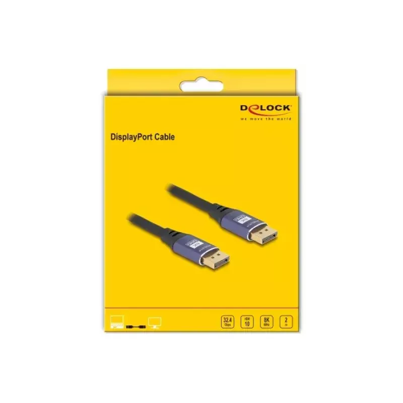 DeLOCK DisplayPort-kaapeli 8K 60 Hz 2 m violetti metalli