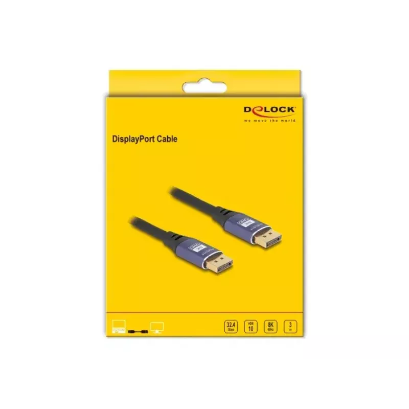 DeLOCK DisplayPort-kaapeli 8K 60 Hz 3 m violetti metalli