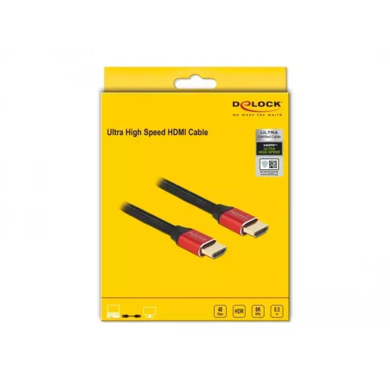 HDMI-kaapeli DeLOCK Ultra High Speed 48 Gbit/s 8K 60 Hz 0,5 m