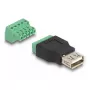 DeLOCK USB 2.0 Type-A liitäntä - riviliitinsovitin 2-osainen musta vihreä