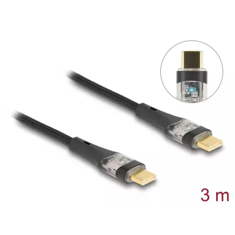 DeLOCK USB 2.0 -tieto- ja pikalatauskaapeli 3 m 100 W