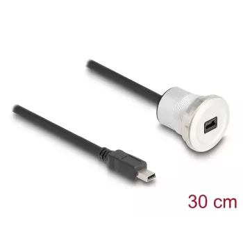 USB-kaapeli DeLOCK 88186 0,3 m Mini-USB B musta hopea