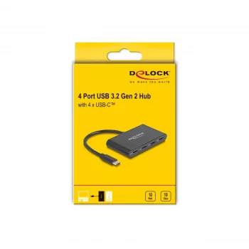 DeLOCK 64129 USB 3.2 Gen 2 Type-C -keskitin 5000 Mbit/s musta