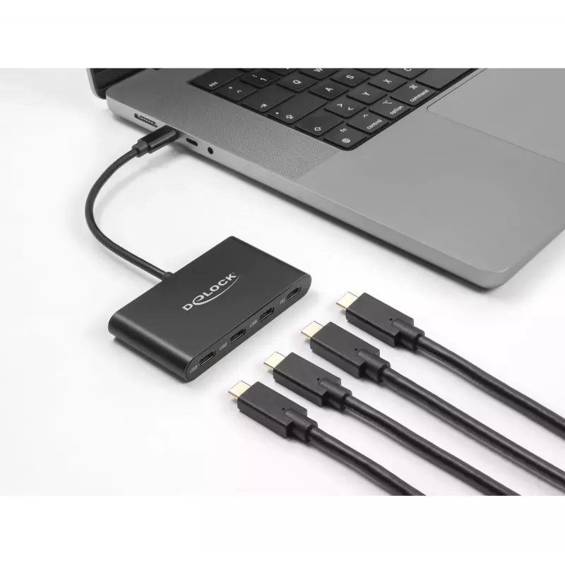 DeLOCK USB 3.2 Gen 1 USB Type-C -keskitin 3 x USB Type-C liitäntä 1 x USB Type-C PD 100W