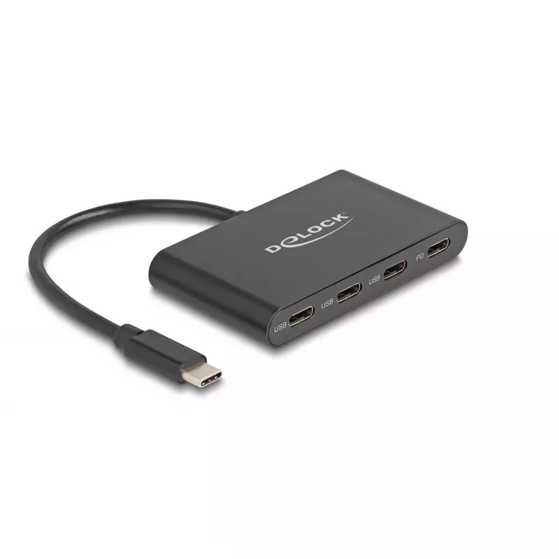 DeLOCK USB 3.2 Gen 1 USB Type-C -keskitin 3 x USB Type-C liitäntä 1 x USB Type-C PD 100W