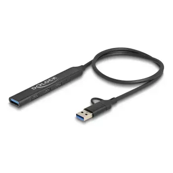 DeLOCK 4 portin ohut USB-keskitin USB Type-C USB Type-A 5 Gbps musta