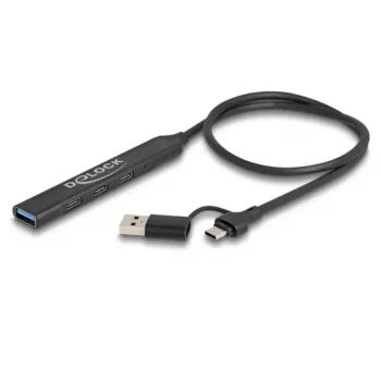 DeLOCK 4 portin ohut USB-keskitin USB Type-C USB Type-A 5 Gbps musta