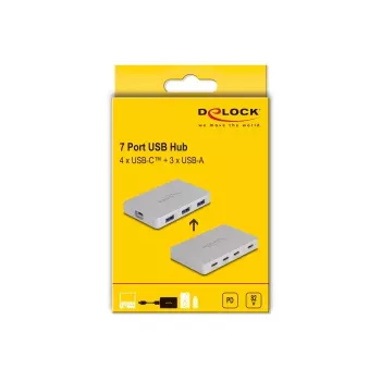 DeLOCK 7 portin USB-keskitin 4 x USB Type-C 3 x USB Type-A PD 82W