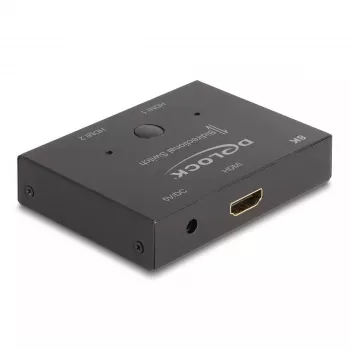 DeLOCK HDMI 2-1 -kytkin kaksisuuntainen 8K 60 Hz metalli musta