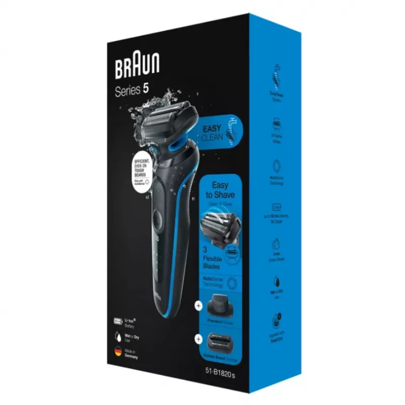 Braun Series 5 51-B1820s kalvosuojarasioija musta, sininen