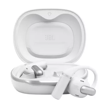 Headset JBL Sense Pro TWS korvakoukku, puheluihin ja musiikkiin, 20–40000 Hz, USB-C latausteline, valkoinen