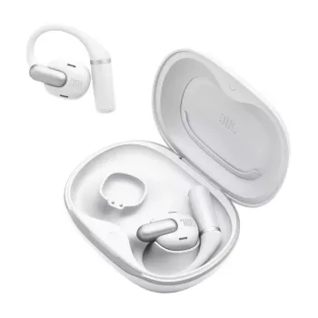 Headset JBL Sense Pro TWS korvakoukku, puheluihin ja musiikkiin, 20–40000 Hz, USB-C latausteline, valkoinen