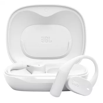 Headset JBL Sense Lite — langaton Bluetooth-korvanappikuuloke korvakoukulla, intraauraalinen, 20–20000 Hz, 83,5 g, valkoinen