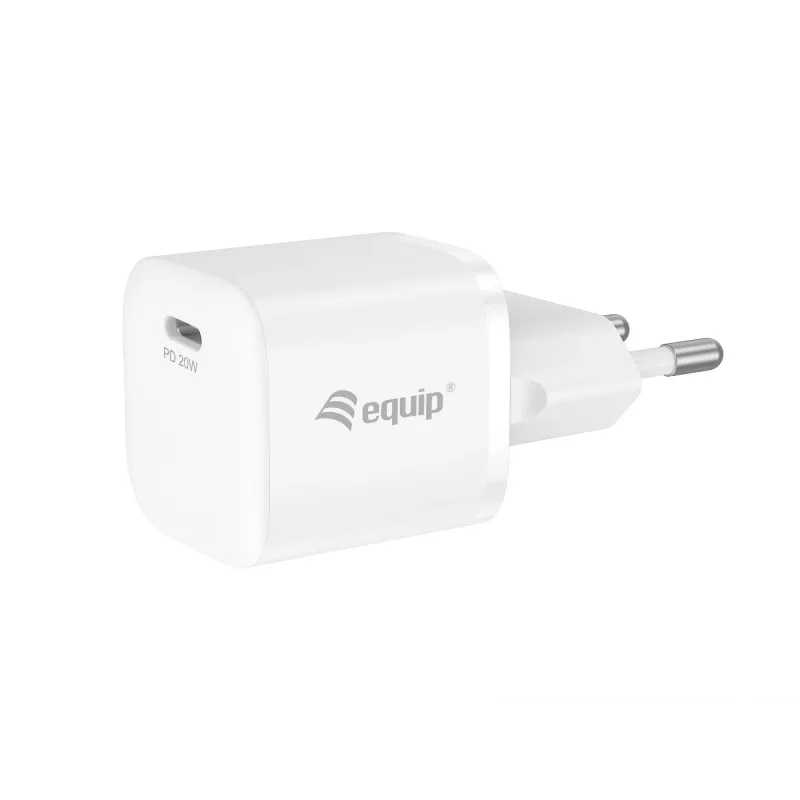 Equip 1-portti 20W USB-C PD laturi sisäkäyttöön AC valkoinen 100-240V