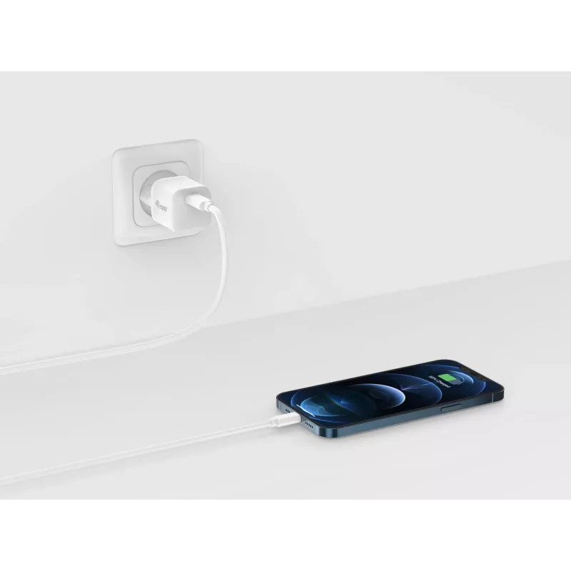 Equip 1-portti 20W USB-C PD laturi sisäkäyttöön AC valkoinen 100-240V