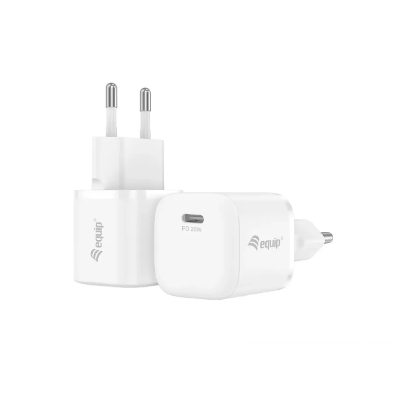 Equip 1-portti 20W USB-C PD laturi sisäkäyttöön AC valkoinen 100-240V