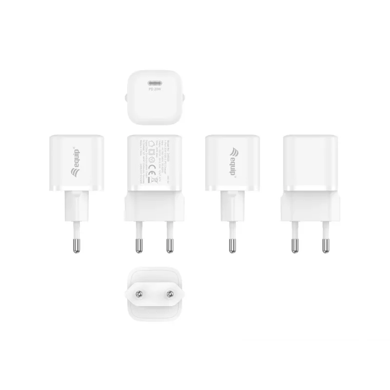 Equip 1-portti 20W USB-C PD laturi sisäkäyttöön AC valkoinen 100-240V