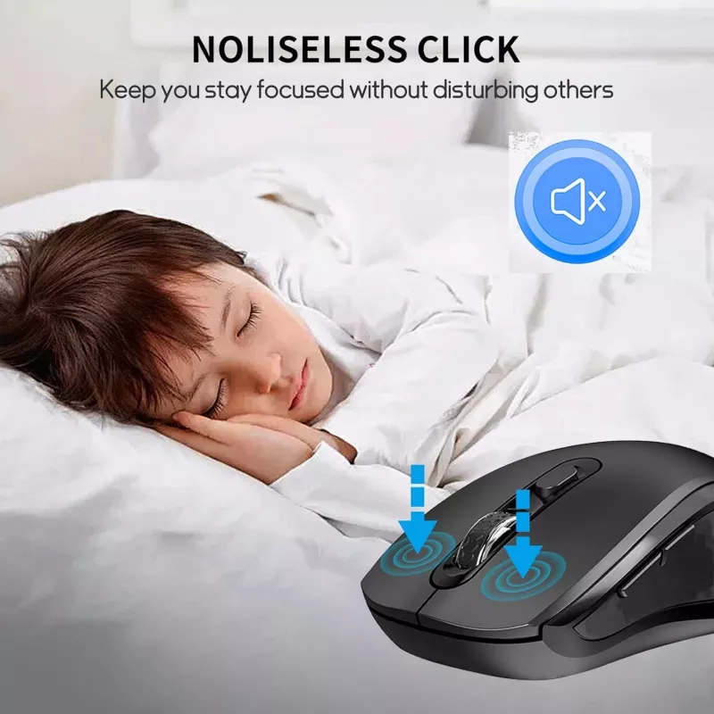 EQUIP molempikätinen 6-painikkeinen kaksitoiminen langaton hiiri, optinen 1600 DPI, RF + Bluetooth, musta