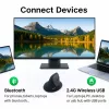 EQUIP ergonominen pysty langaton hiiri oikeakätisille, 1600 DPI, RF Wireless + Bluetooth, ladattava, 6 painiketta, musta