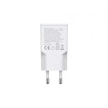EQUIP 2-porttinen 30W GaN ohut USB PD -laturi — USB-C x1, USB-A x1, tulo 100–240V, lähtö 20V max., valkoinen