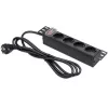 Pistorasia QOLTEC 54603 — 1U rack-asennettava, tulo 16A, 4× suojakosketinpistorasiaa