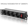 Pistorasia QOLTEC 54603 — 1U rack-asennettava, tulo 16A, 4× suojakosketinpistorasiaa