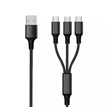 USB-kaapeli 2GO 797156 1,5 m USB B 3 x USB C musta