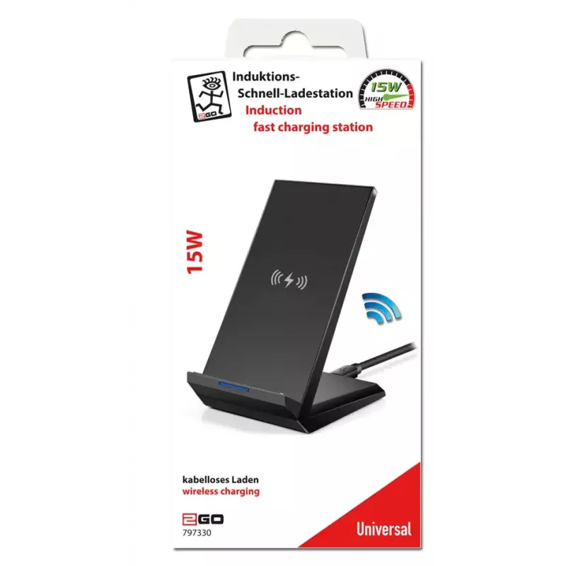 Sisälaturi 2GO 797330 älypuhelin musta USB langaton pikalataus