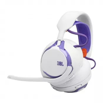 Kuulokkeet JBL Quantum 650 — langaton Bluetooth, USB-C, korvan ympäri, panta, valkoinen, 20–20 000 Hz