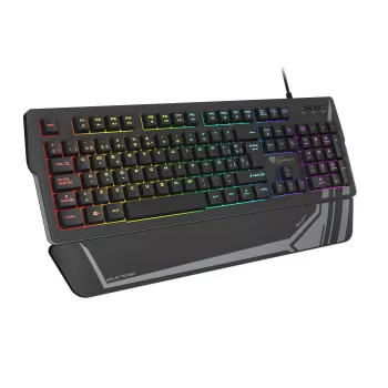 Pelinäppäimistö GENESIS Rhod 350 RGB – 104 näppäintä USB QWERTY espanja täysikokoinen, musta, RGB-taustavalo, rannetuki