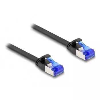 Verkkokaapeli DeLOCK RJ45 litteä patch-kaapeli pistoke-pistoke Cat.6A 0,5 m musta