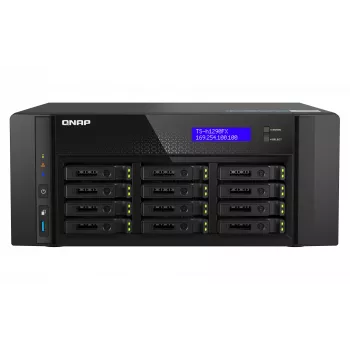 NAS-torni QNAP TS-h1290FX — EPYC 7302P 3,0 GHz, 128 GB DDR4, 12 paikkaa, QuTS hero, musta