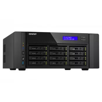 NAS-torni QNAP TS-h1290FX — EPYC 7302P 3,0 GHz, 128 GB DDR4, 12 paikkaa, QuTS hero, musta