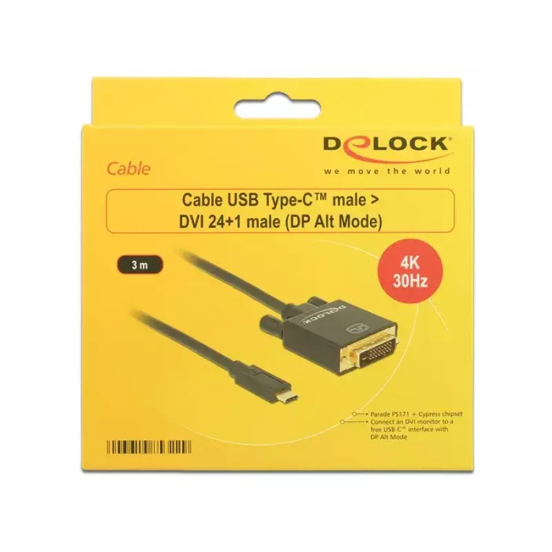 USB-C - DVI-sovitin DeLOCK 3 m 85322