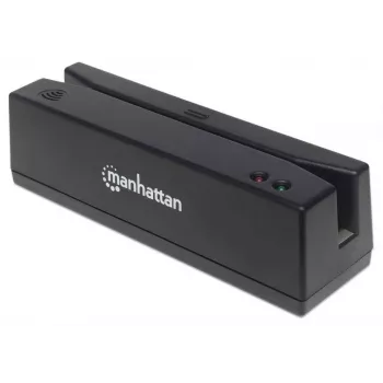 Manhattan USB-A-magneettiraitakortinlukija, kolmiraitelukija, näppäimistökiiladekooderi, kaapeli 1,5 m, musta, kolmen vuoden takuu